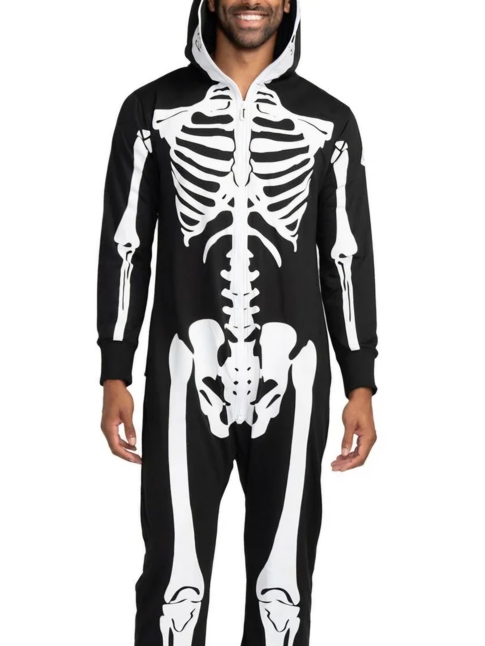 Tipsy Elves Black and White Skeleton Onesie Hoodie